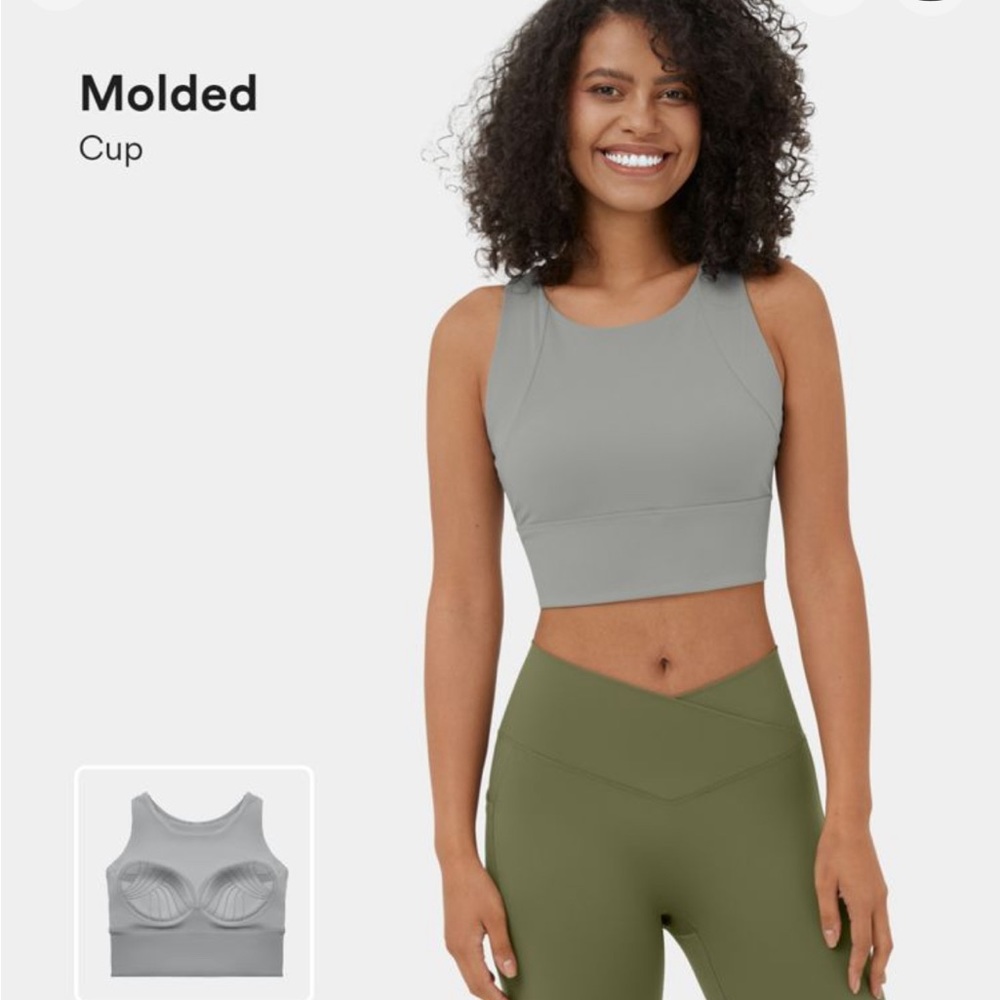 Halara Round Neck Backless Racerback Cropped Yoga Tank Top